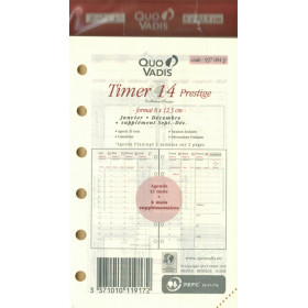 Agenda 2024 organiseur QUOVADIS - TIMER 17 Prestige cuir vachette lisse  Luna rouge dali - 10x17cm