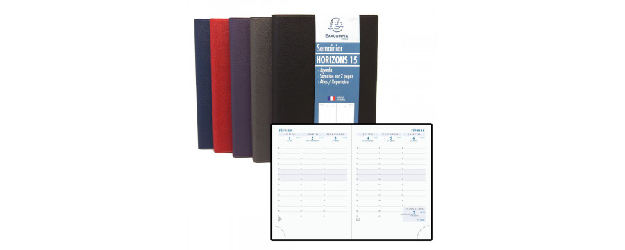 Agenda Exacompta - Agenda de bureau All in One EasyTime 21 spiralé Mini  Labo 21 x 15 cm Semainier Janvier à Décembre 2024