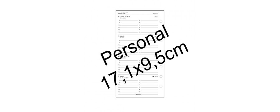 Recharge FILOFAX PERSONAL 171x95mm - 6 perforations