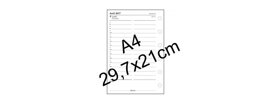 Recharge Agenda 2024 FILOFAX organiseur A4 - 1 jour par page - 210x297mm