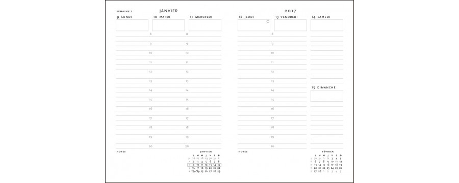 Agenda PAPERBLANKS Mini 100 x 140 mm - 1 semaine sur 2 pages à la verticale Septembre/Septembre