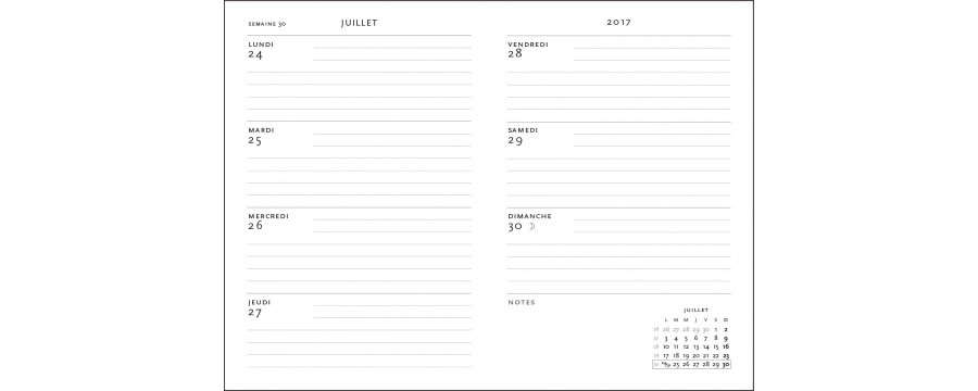 Agenda 2025 PAPERBLANKS Maxi 135x210mm - 1 semaine sur 2 pages à l horizontal Septembre/Septembre